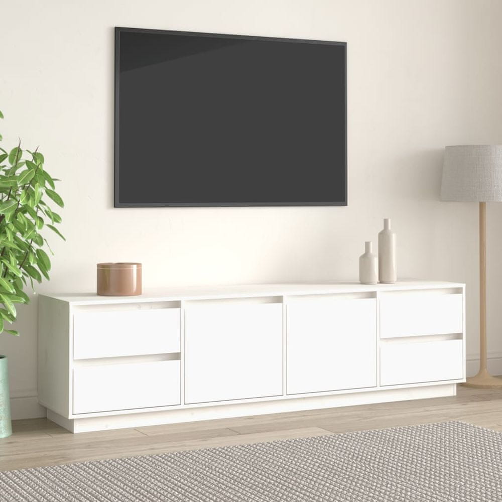Vidaxl TV skrinka biela 176x37x47,5 cm masívna borovica